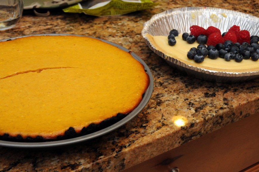 Pumpkin Cheesecake (annual favorite) and Key Lime Pie (unusual for T-day but oh so delish!)